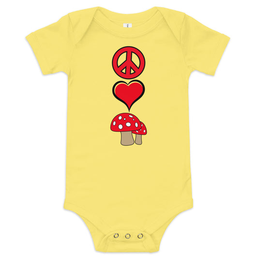 Peace Love Mushrooms Baby one piece