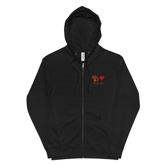 MushLuv embroidered fleece zip hoodie