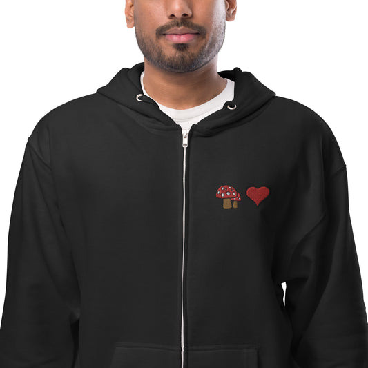 MushLuv fleece zip up hoodie