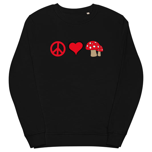 Peace Love Mushrooms organic sweatshirt